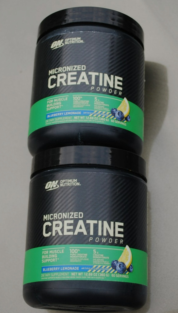 2X Optimum Nutrition Micronized Creatine Powder BlueBerry Lemonade 12.69 oz