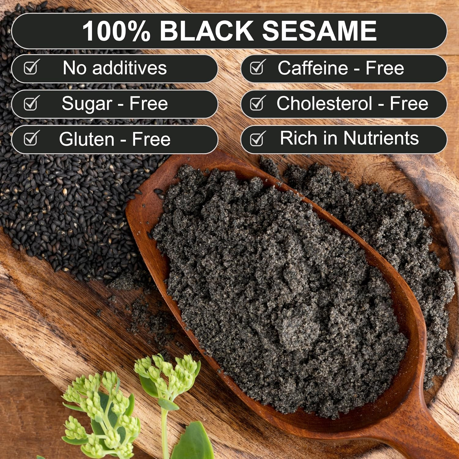 Black Sesame Powder 12.3Oz, Vegan Gluten-Free Non-Gmo, Plant Protein & Fiber, Ri