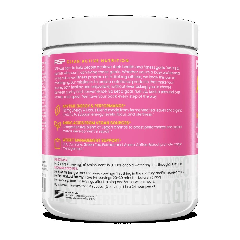 RSP Nutrition AminoLean Pre Workout Powder with BCAAs, Amino Acid Energy