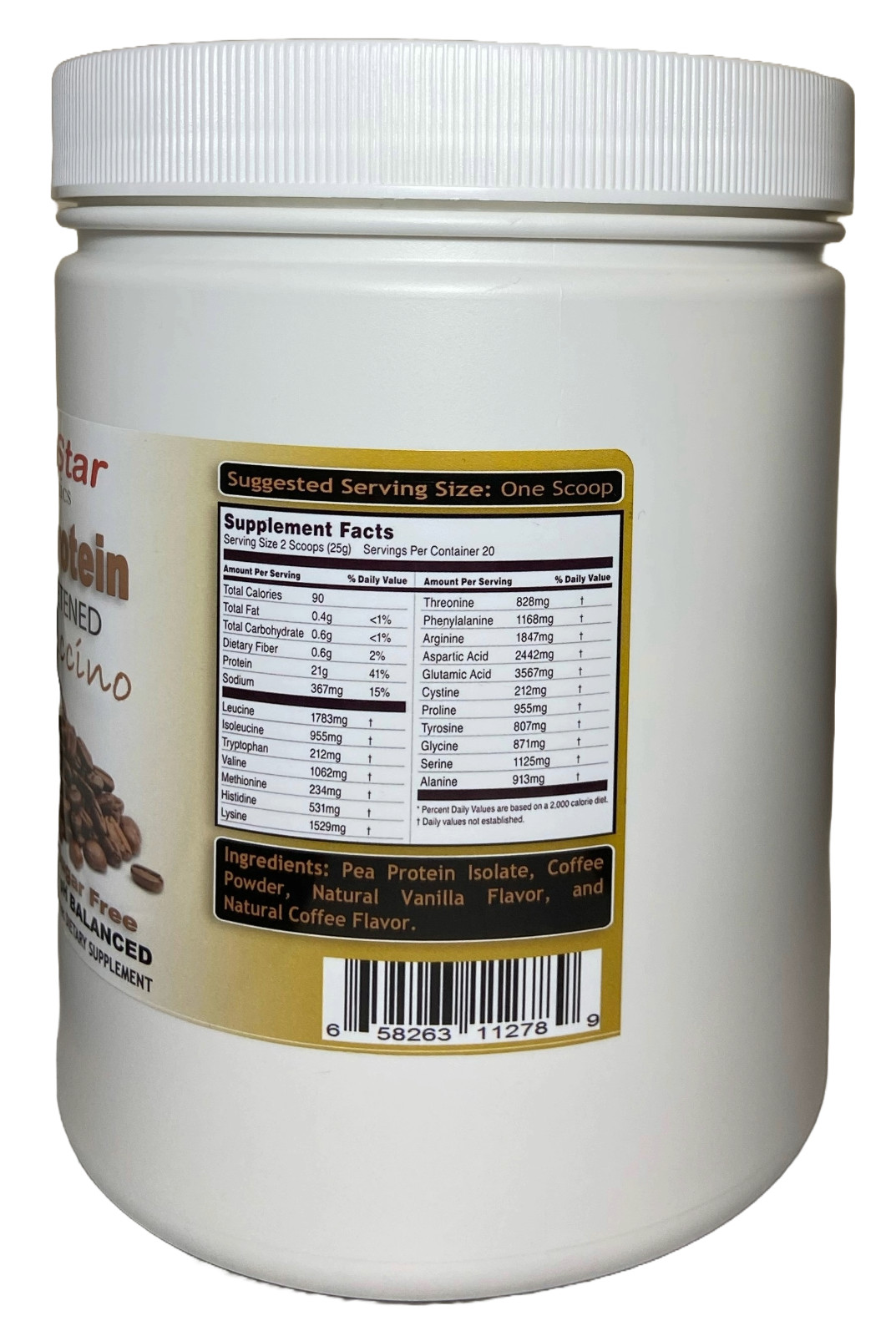 Pea Protein Powder – Cappuccino – Plant Based, Soy Free, Non-GMO 17.6oz (2 PACK)