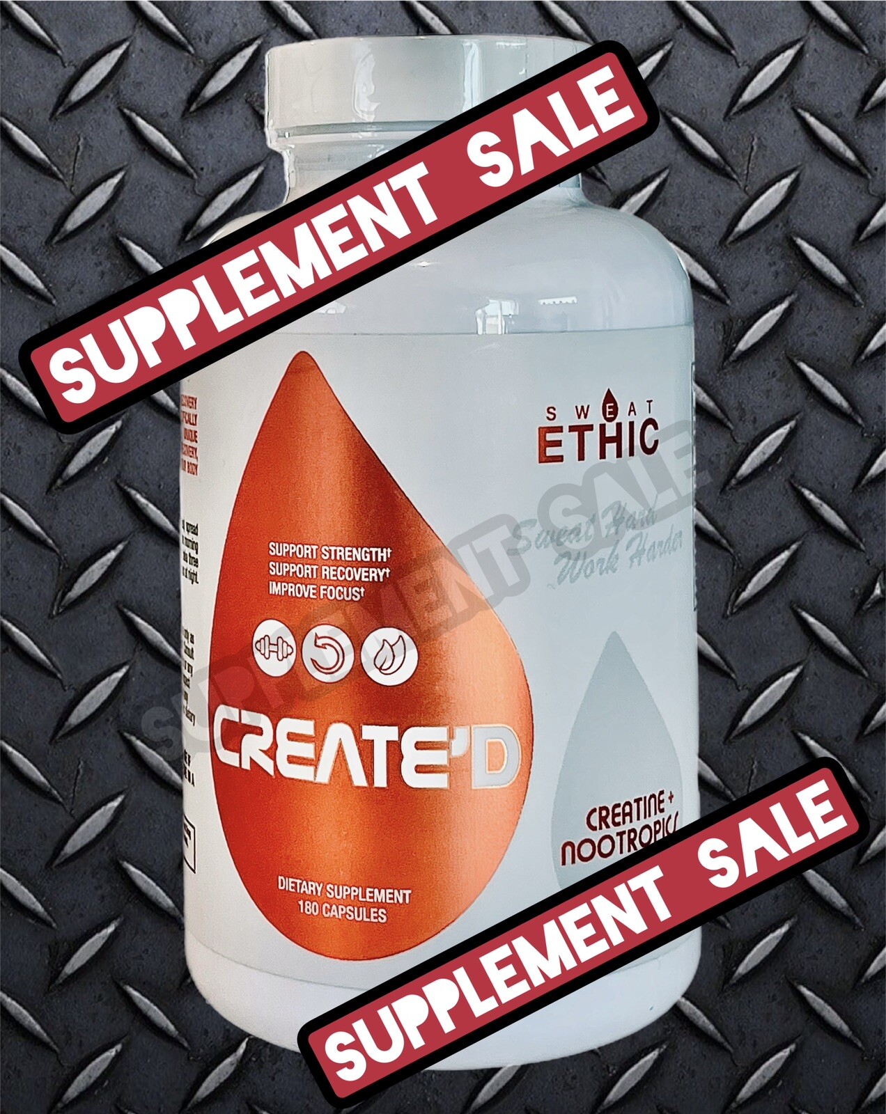 CREATINE & NOOTROPIC ***SAVE $15*** Sweat Ethic CREATE’D [180 Capsules]