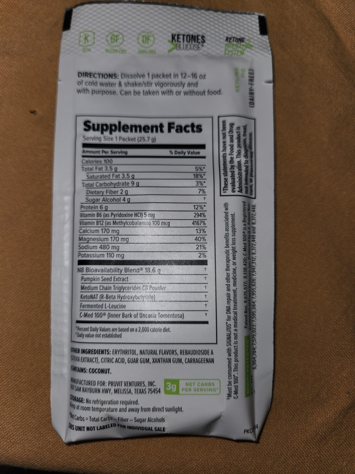 10 Pruvit Keto OS/PRO shake packs