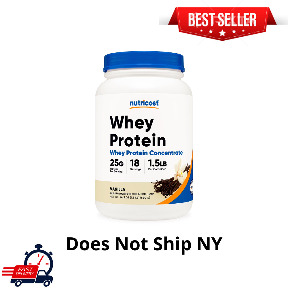 Nutricost Whey Protein Powder, Vanilla, 1.5 lbs, 25g Protein, Muscle Recovery