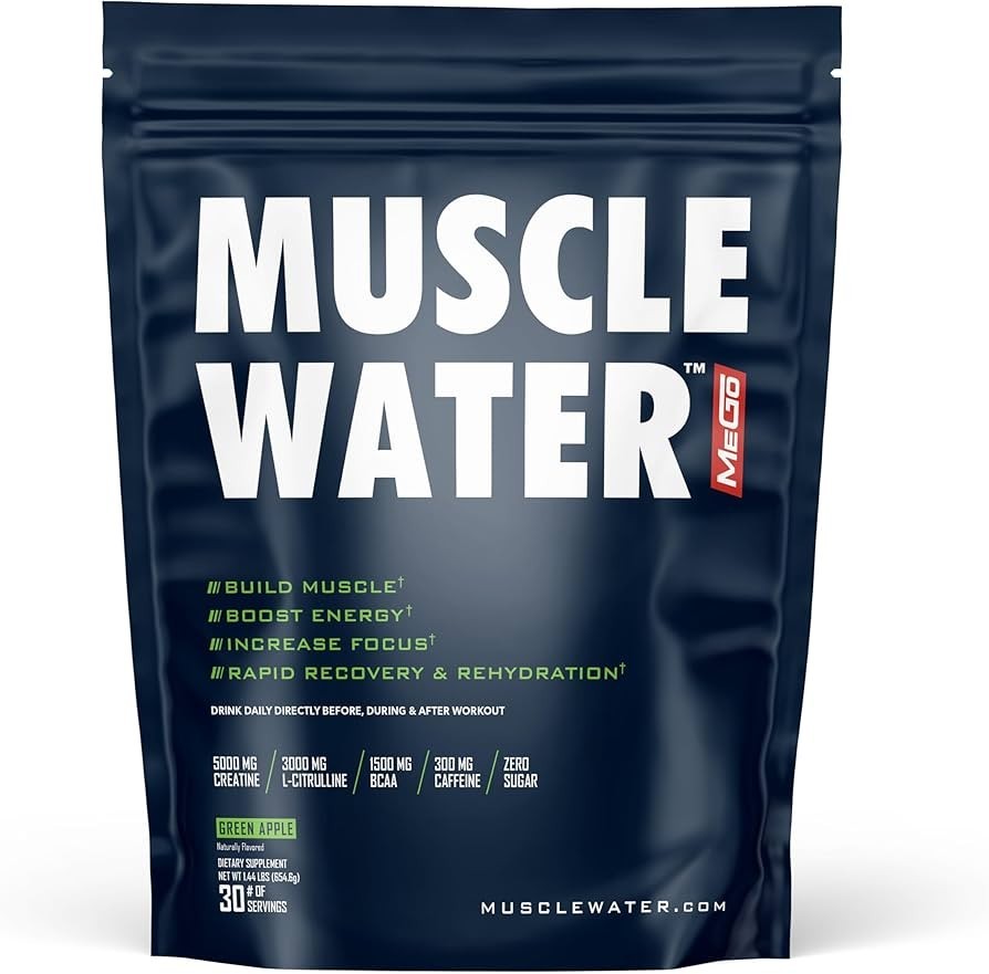 Muscle Water Pre Workout Powder Muscle+Pump+Energy 20+ Supplements (Green Apple)