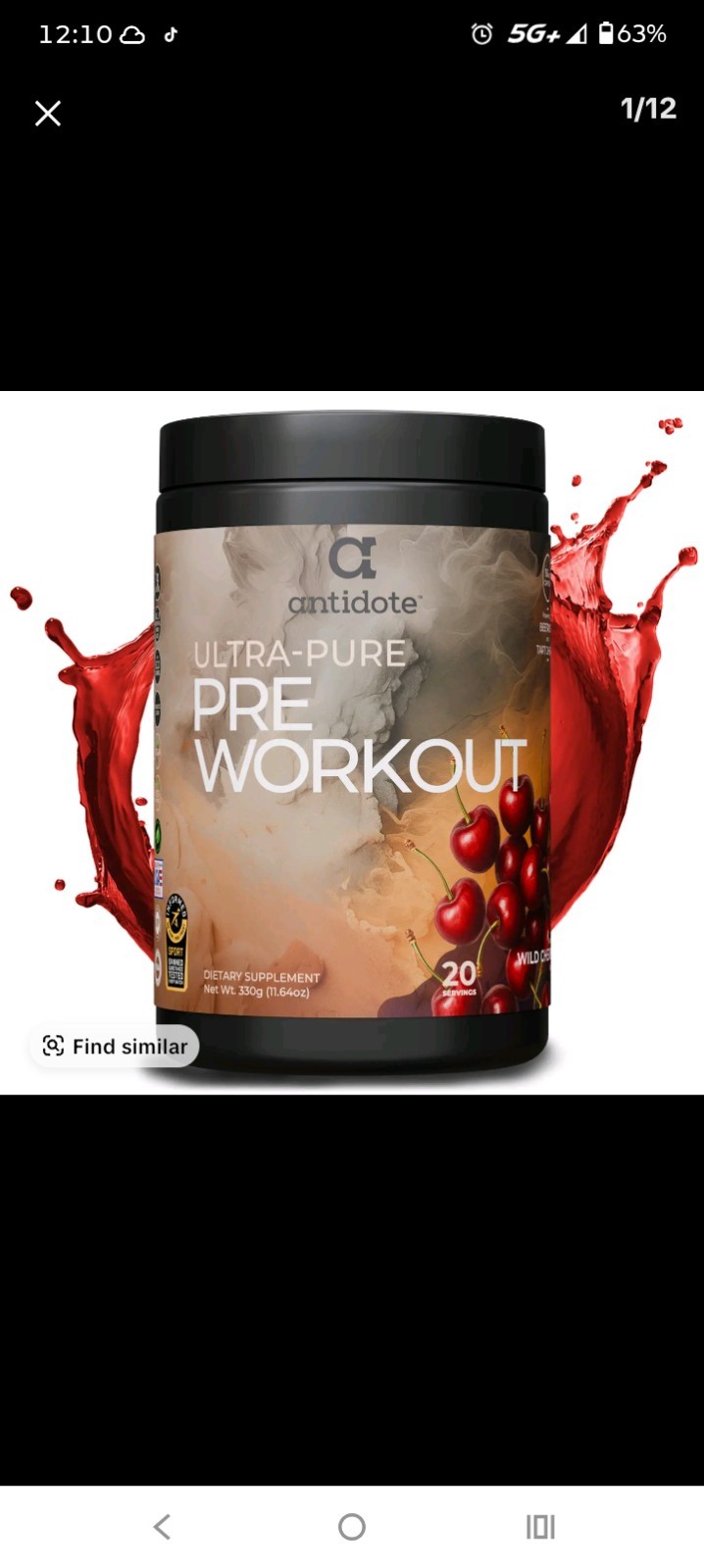 Antidote Ultra Pure Pre Workout 11.64 Oz Wild Cherry