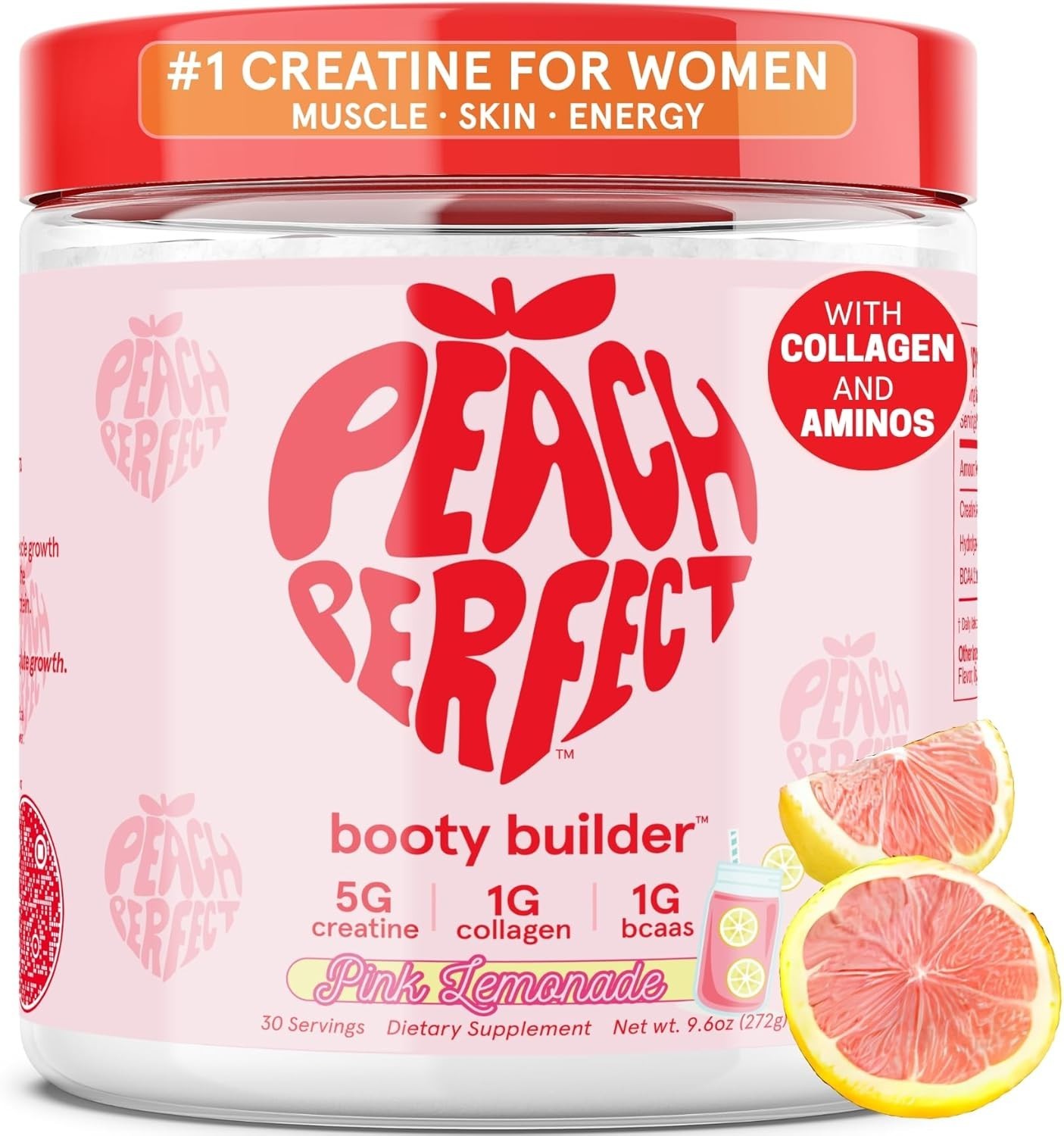 Peach Perfect Creatine Monohydrate Powder Pink Lemonade Glute Builder Creatin…