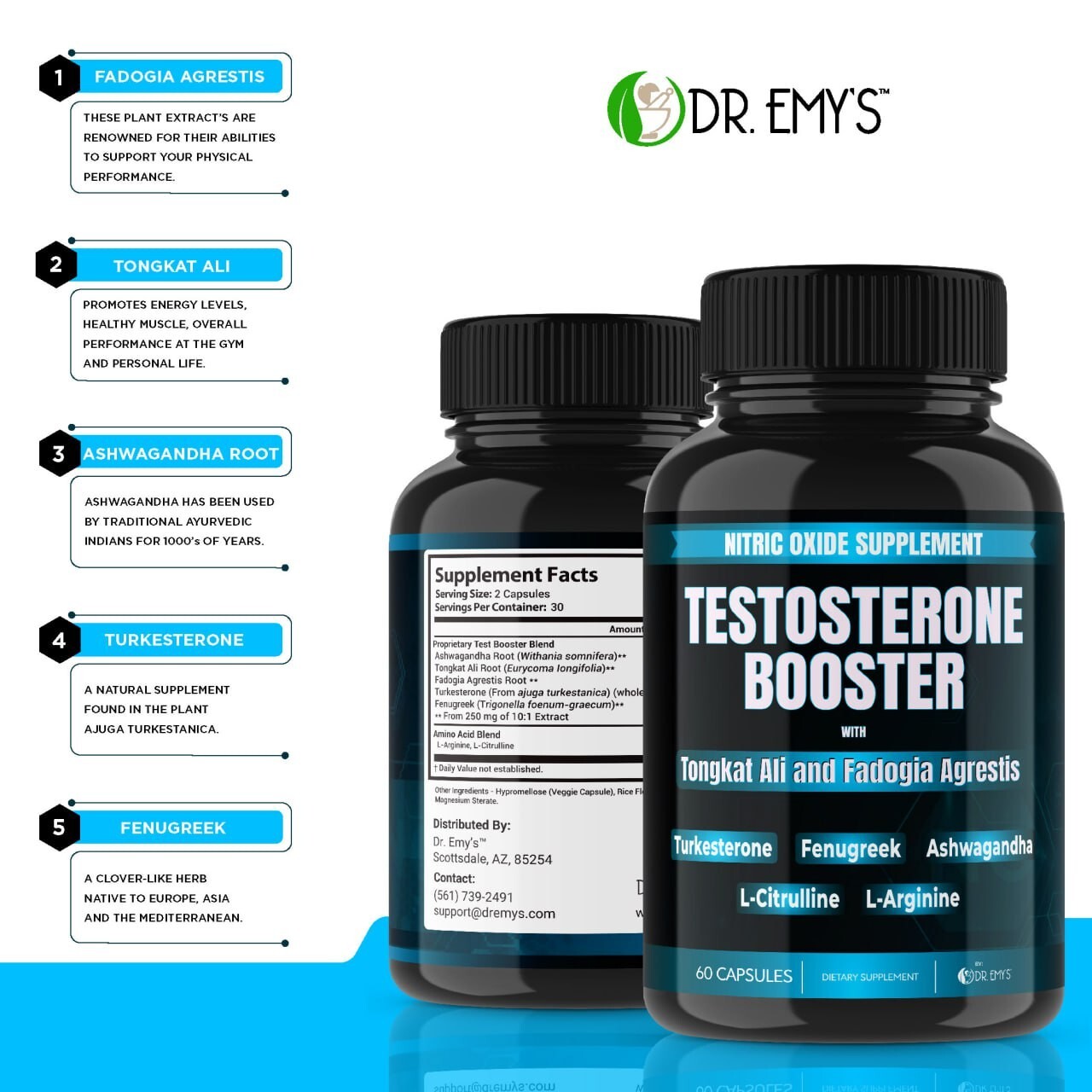 (3 Pack) Testosterone Supplement Booster Capsules Blood Flow Nitric Oxide