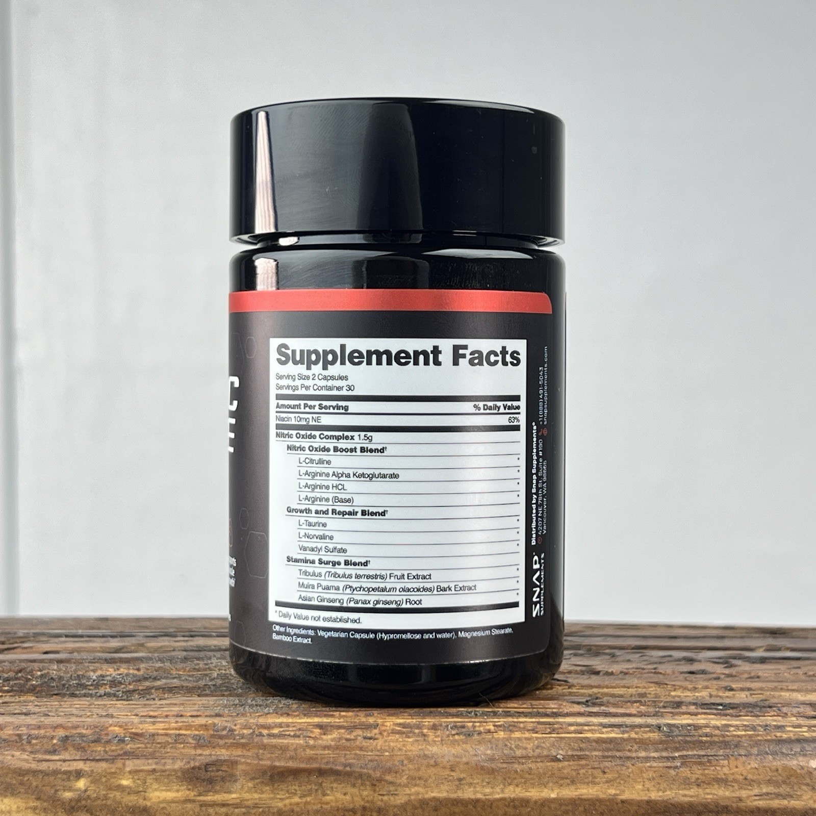SNAP Nitric Oxide Booster 1500mg L-Arginine L-Citrulline 60ct