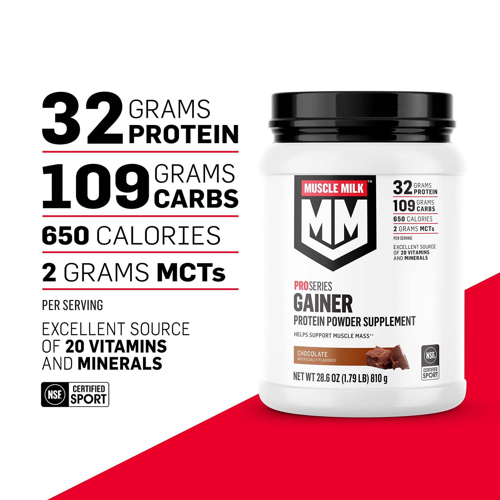 Muscle Milk Gainer Protein Powder Vanilla Creme 32G Protein 5 Pound 56914
