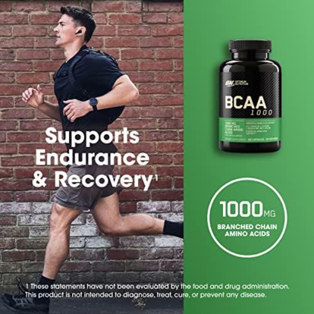 Optimum Nutrition BCAA 1000, 1,000 mg, 60 Capsules (500 mg per Capsule)