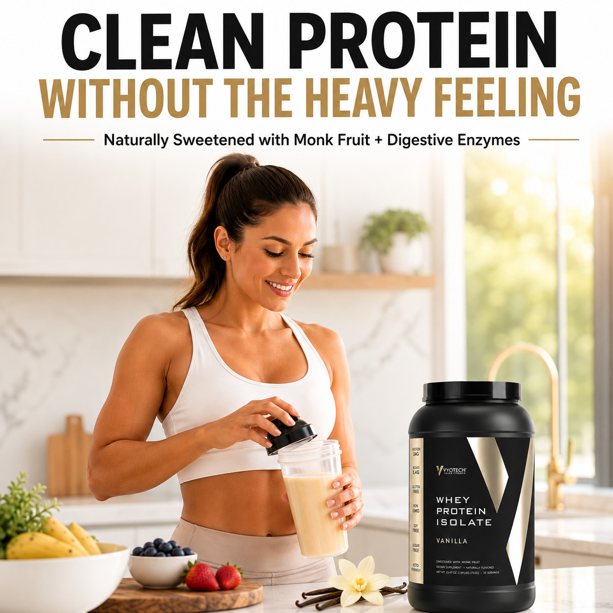 Whey Protein Isolate Vanilla Zero Carb Sugar Free Protein Powder 2 Pack