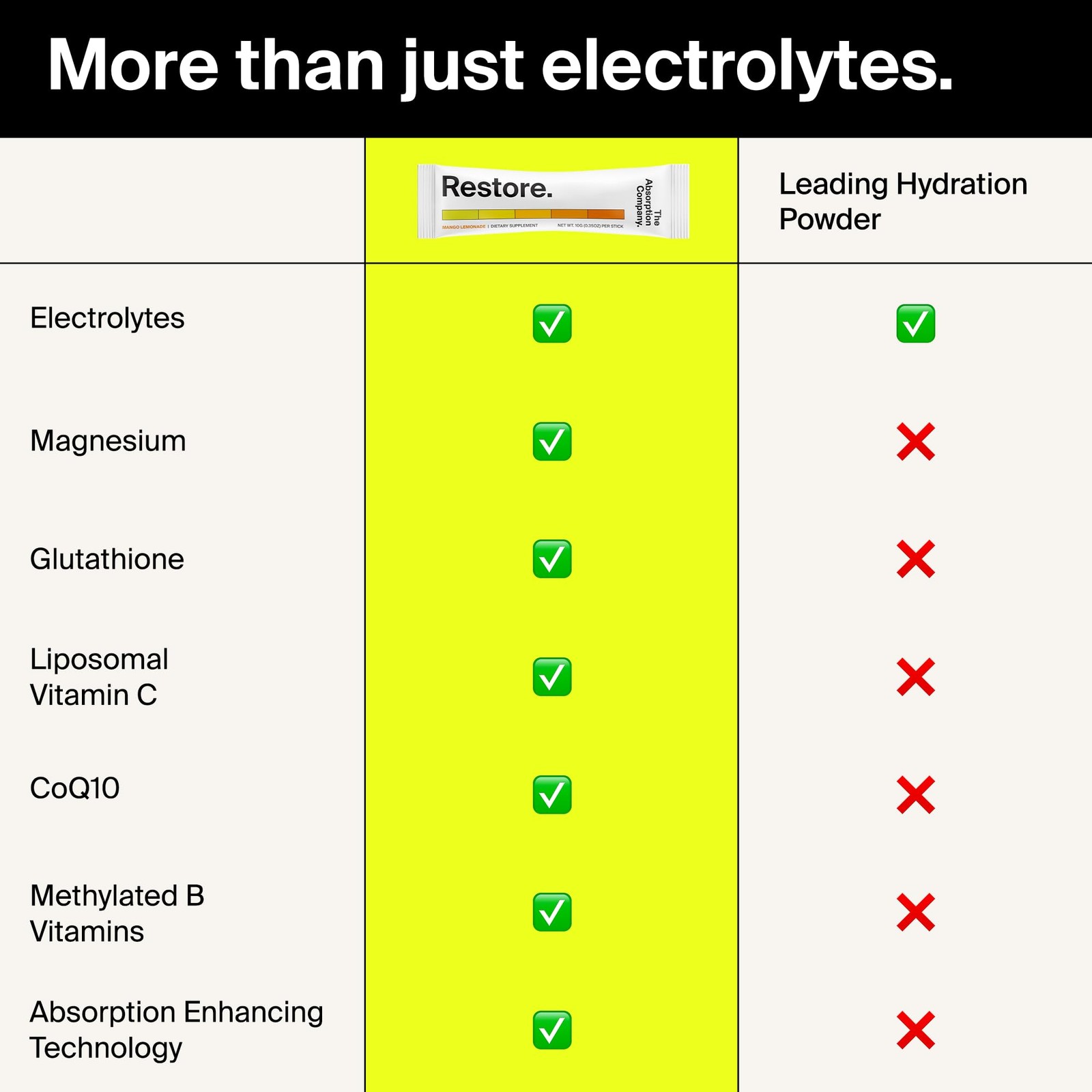 The Absorption Company Electrolyte Powder Packets – Workout Recovery Hydration