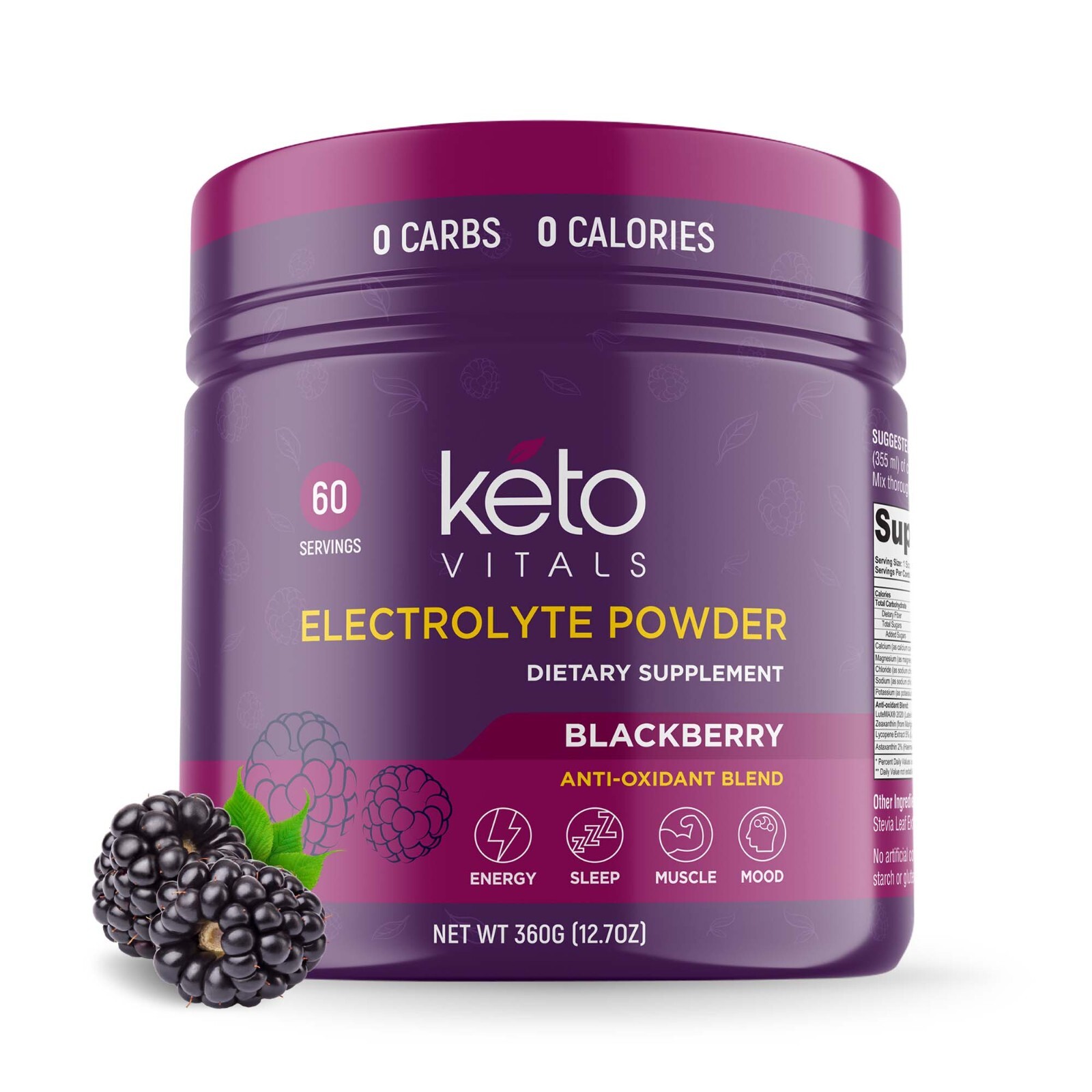 Keto Vitals Electrolyte Powder BlackBerry Energy Drink