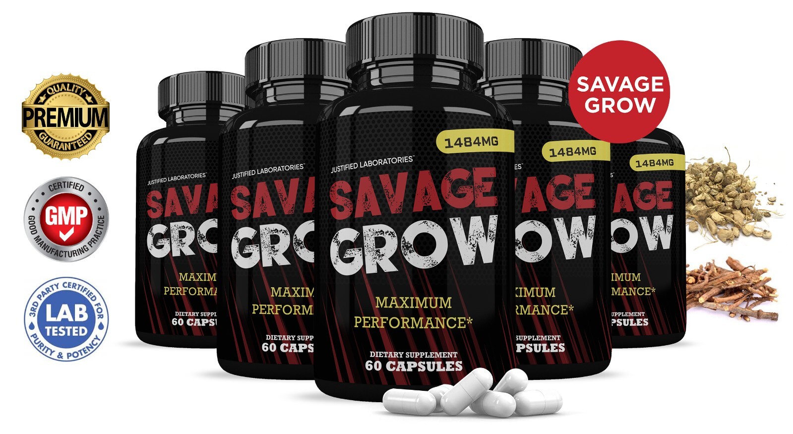 Savage Grow Men’s Health Supplement 1484mg 300 Capsules