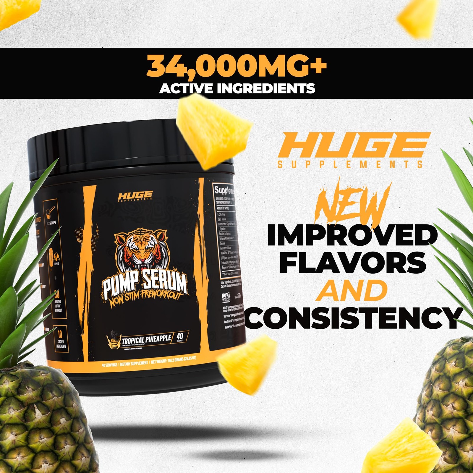 Huge Supplements Pump Serum Non-Stim Pre-Workout For Pumps Performance