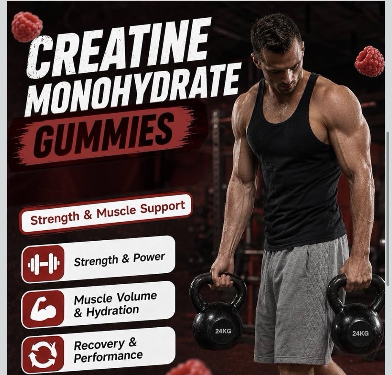 GABE Sunnybears Creatine Monohydrate Gummies NSF/GMP Vegan Raspberry 160