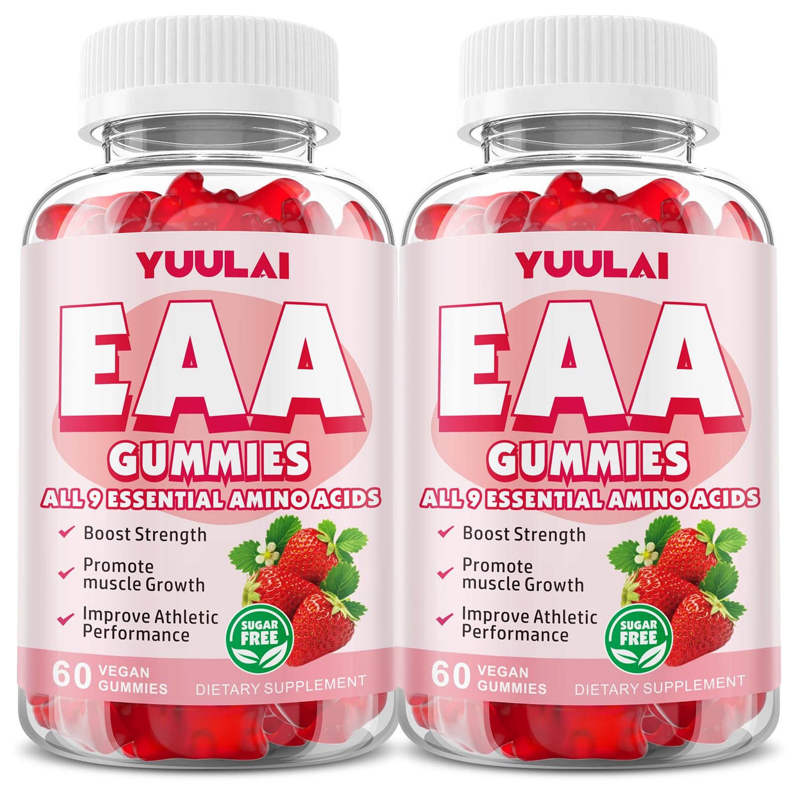 YUULAI EAA Gummies 2-Pack – 9 Essential Aminos + BCAAs, Muscle & Energy