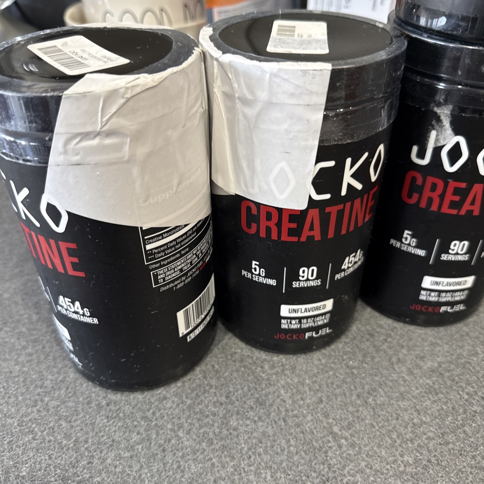 JOCKO Creatine Monohydrate Powder (4 PACK) Unflavored 90 Servings 16 Ounces