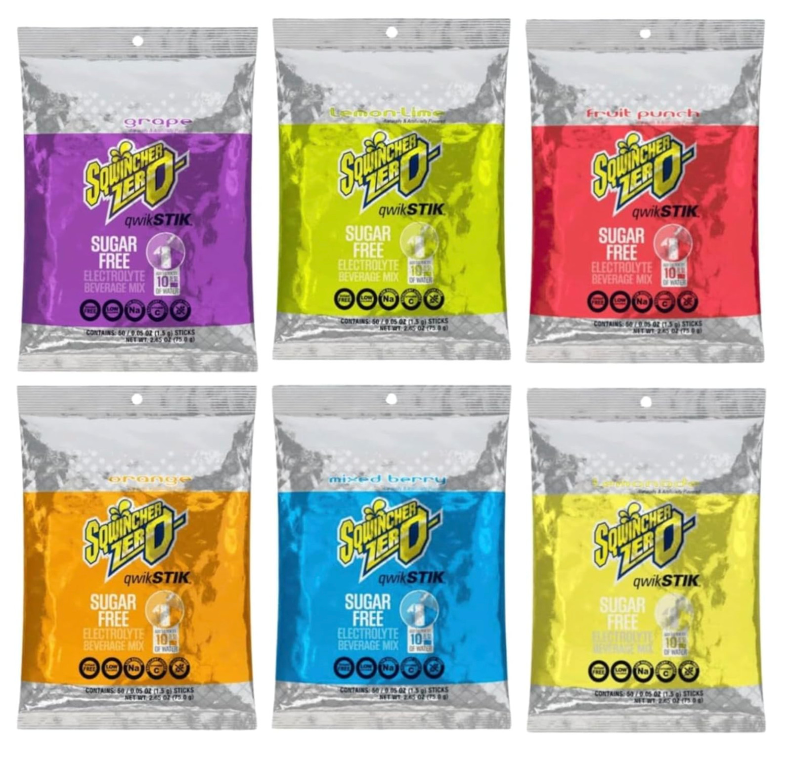 Sqwincher Zero Sugar-6 Flavors Pack – Qwik Stik Sugar-Free Electrolyte -300 pack