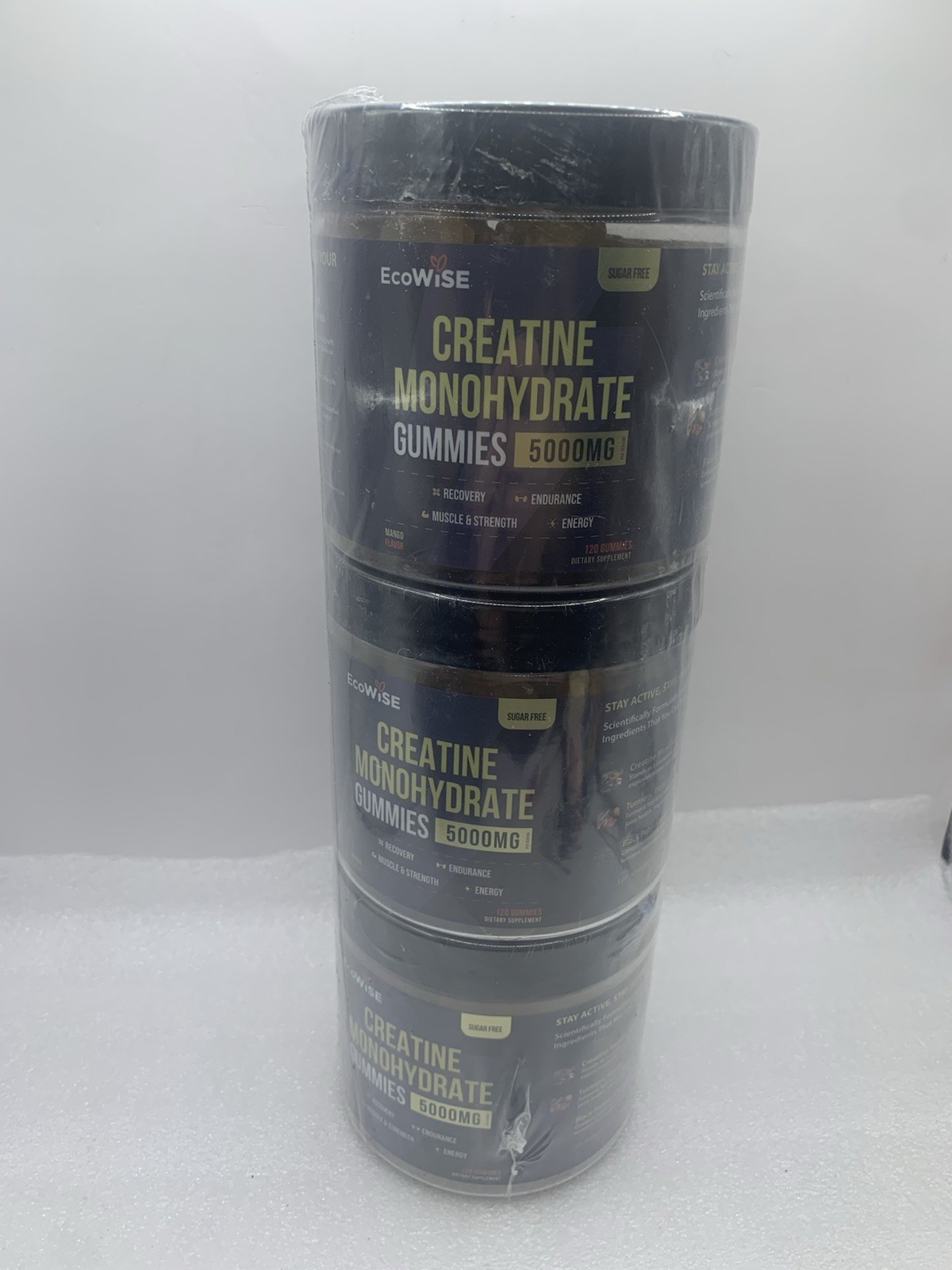 3x EcoWise Wellness Creatine Monohydrate 5000MG Mango 360 Gummies Exp 5/26 BM