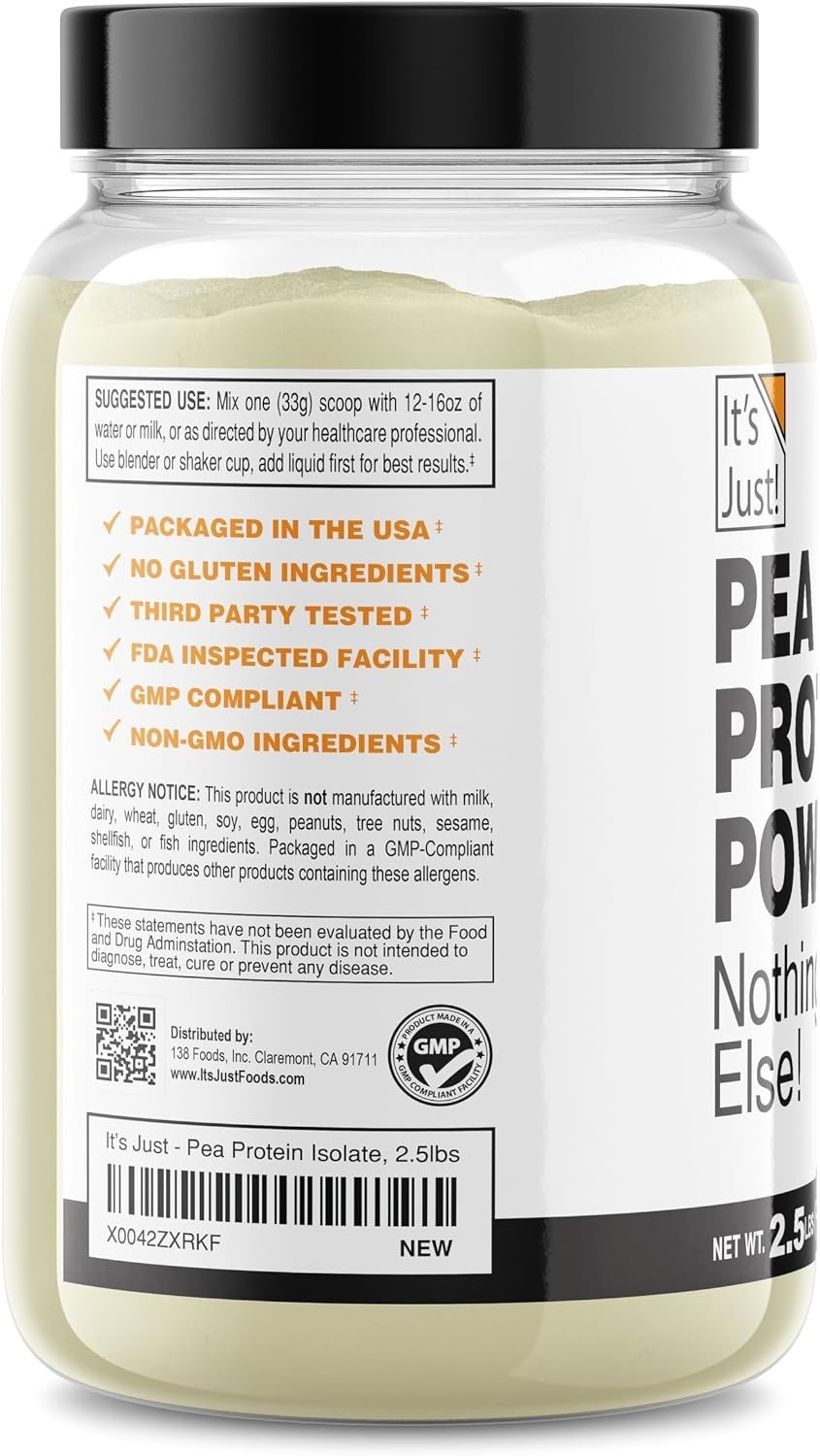 Plant-Based Pea Protein Isolate, Unflavored