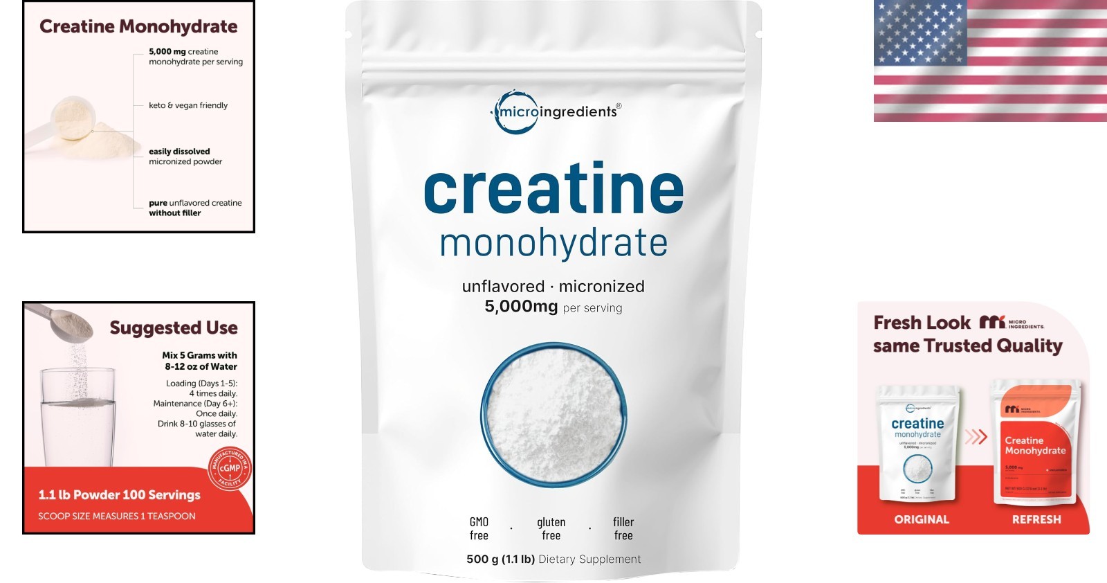 Keto-Friendly Micronized Creatine Powder 1.1 lb – Supports Muscle & Brain Health