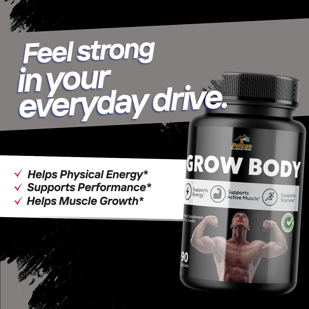 Grow Body- Bodybuilding & Men’s Health Support- 4 Bottles- 360 Capsules