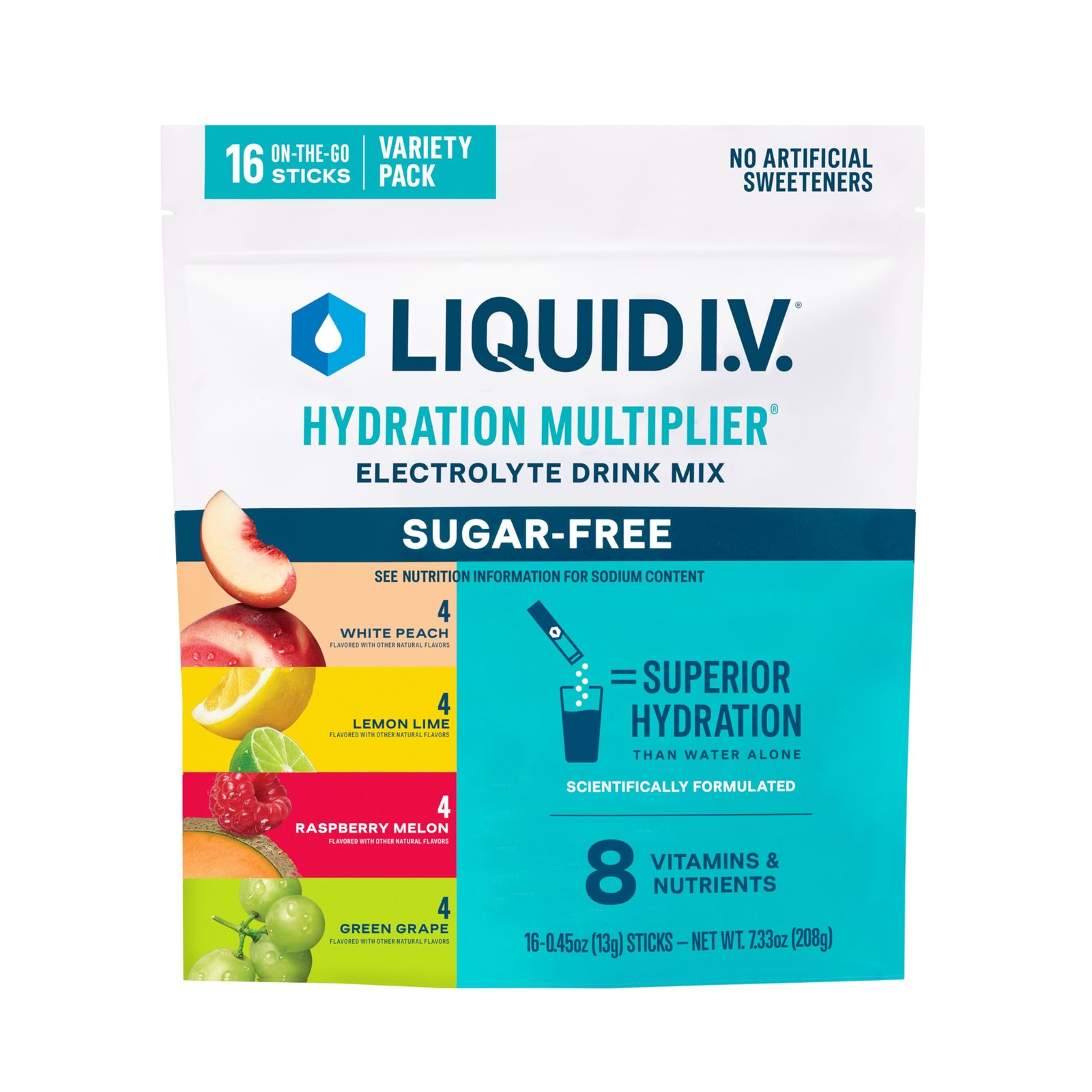 Liquid I.V. Sugar Free Hydration Electrolytes, 0.46 Ounce (Pack of 16)