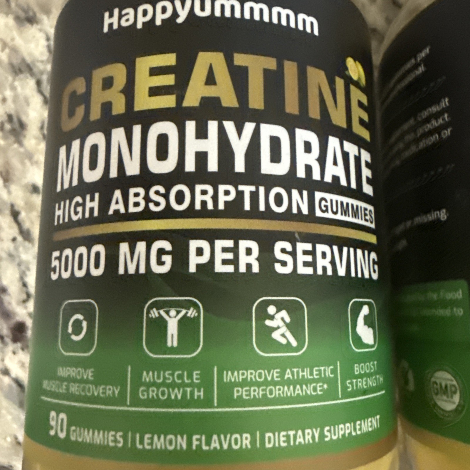 2 x Happyummmm Creatine Monohydrate High Absorption 5000MG, Lemon, Exp. 10/26