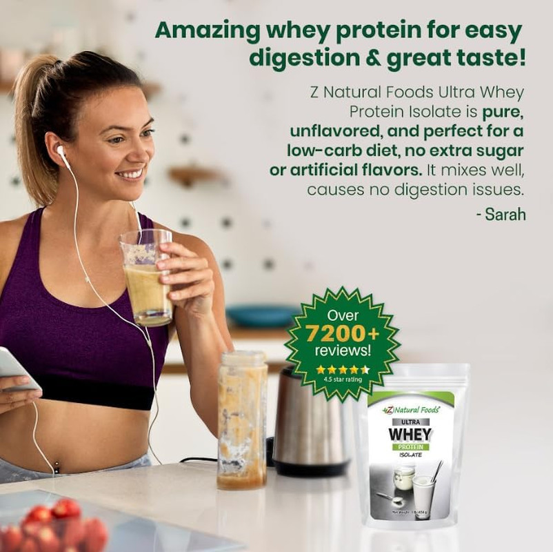 Ultra Whey Protein Isolate Powder – Pure, Unflavored, Unsweetened Whey Protein P