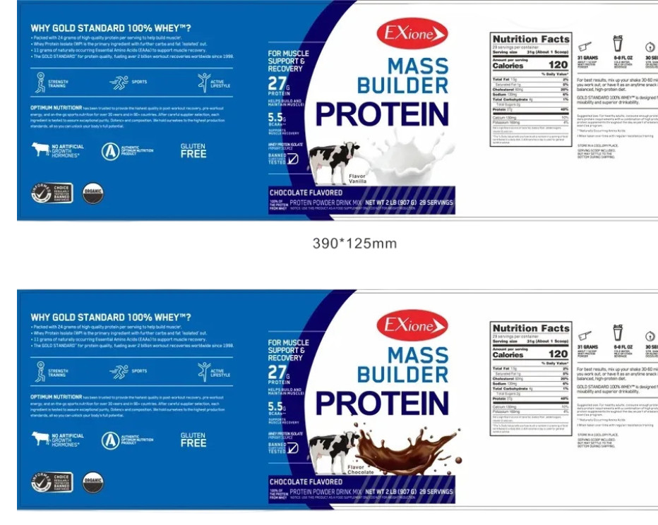 Whey Protein Powder Chocolate Drink Mass Gainer Body Building Muscle Supplement