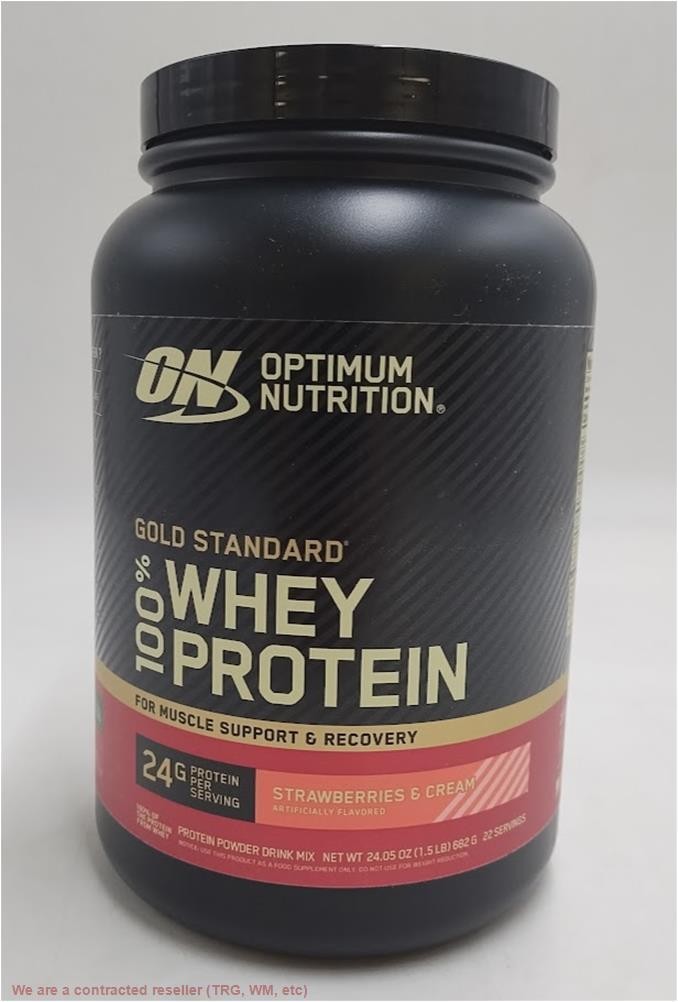 Optimum Nutrition Protein Powder Strawberries & Cream 22 Servings 24oz EXP:04/27