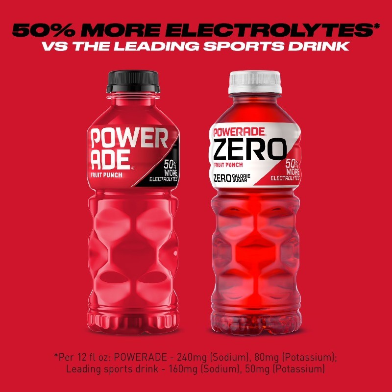 POWERADE Fruit Punch Electrolyte Sports Drink Bottles, 20 fl oz, 8 Pack