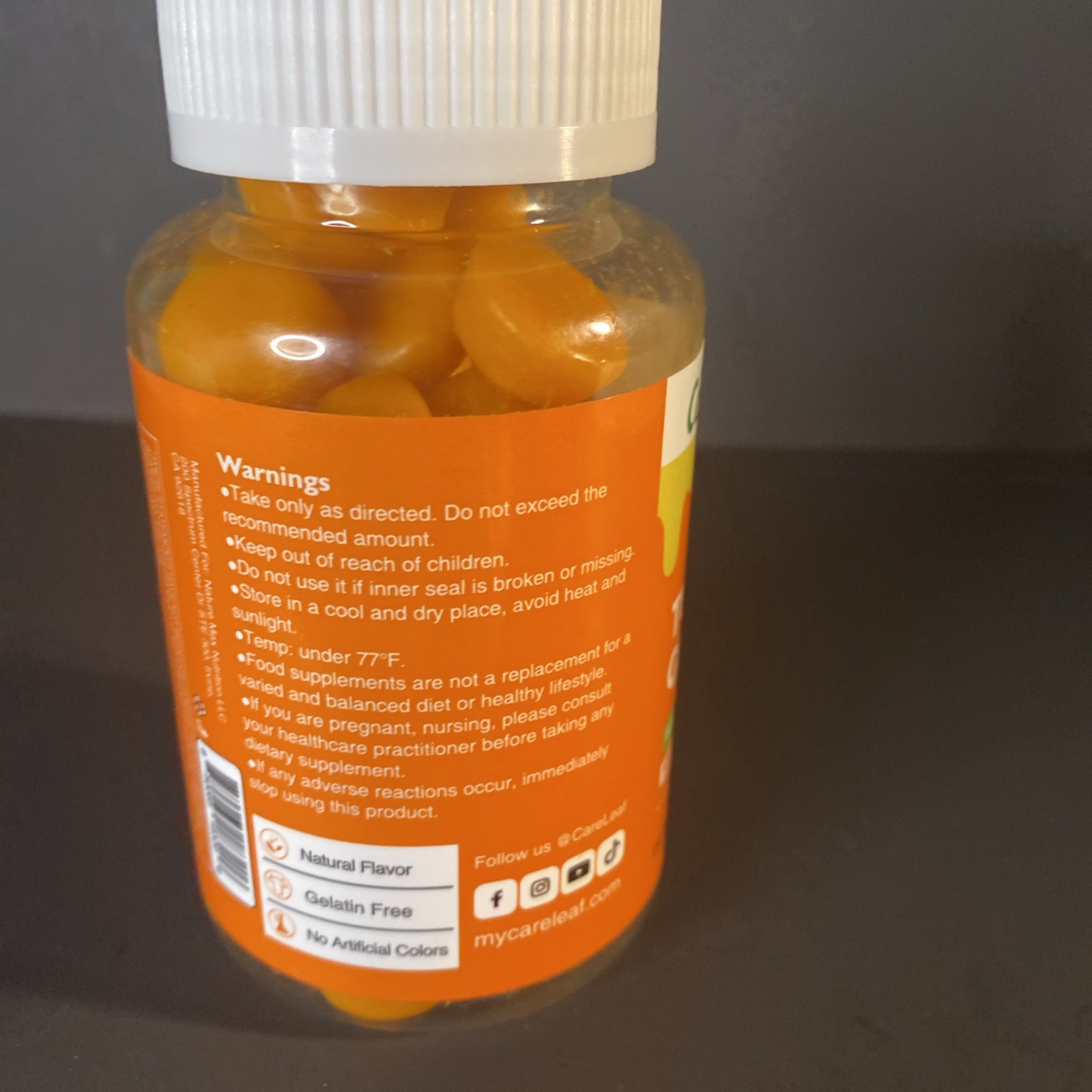 Careleaf Turmeric Gummies with Black Pepper & Moringa Lemon Flavor 60ct FreeShip