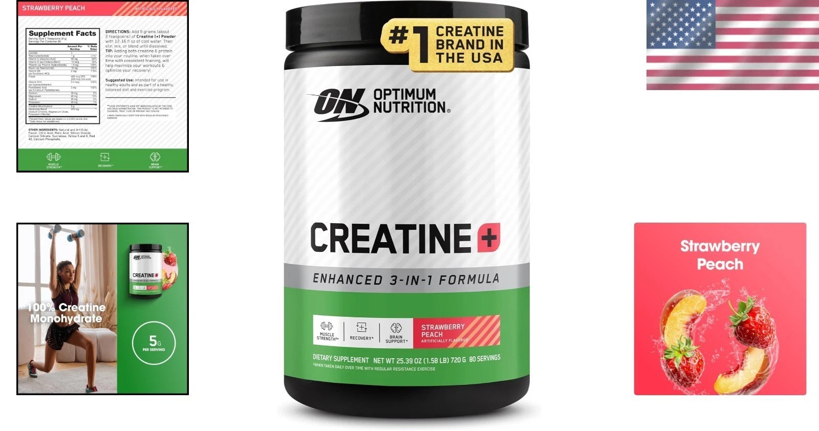 Strawberry Peach Creatine Monohydrate 720g – 80 Servings for Muscle Strength