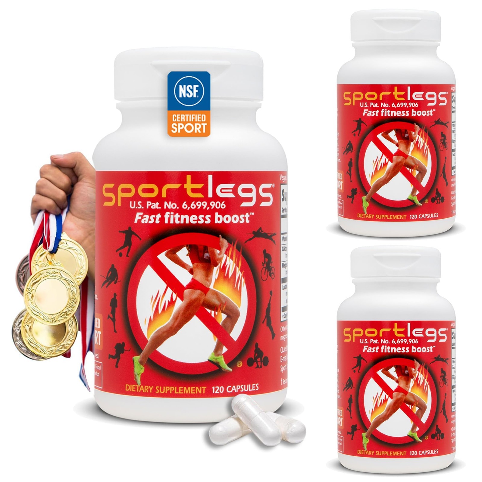 SPORTLEGS Pre-Exercise Metabolic Primer for 120 Count (Pack of 3), One Color