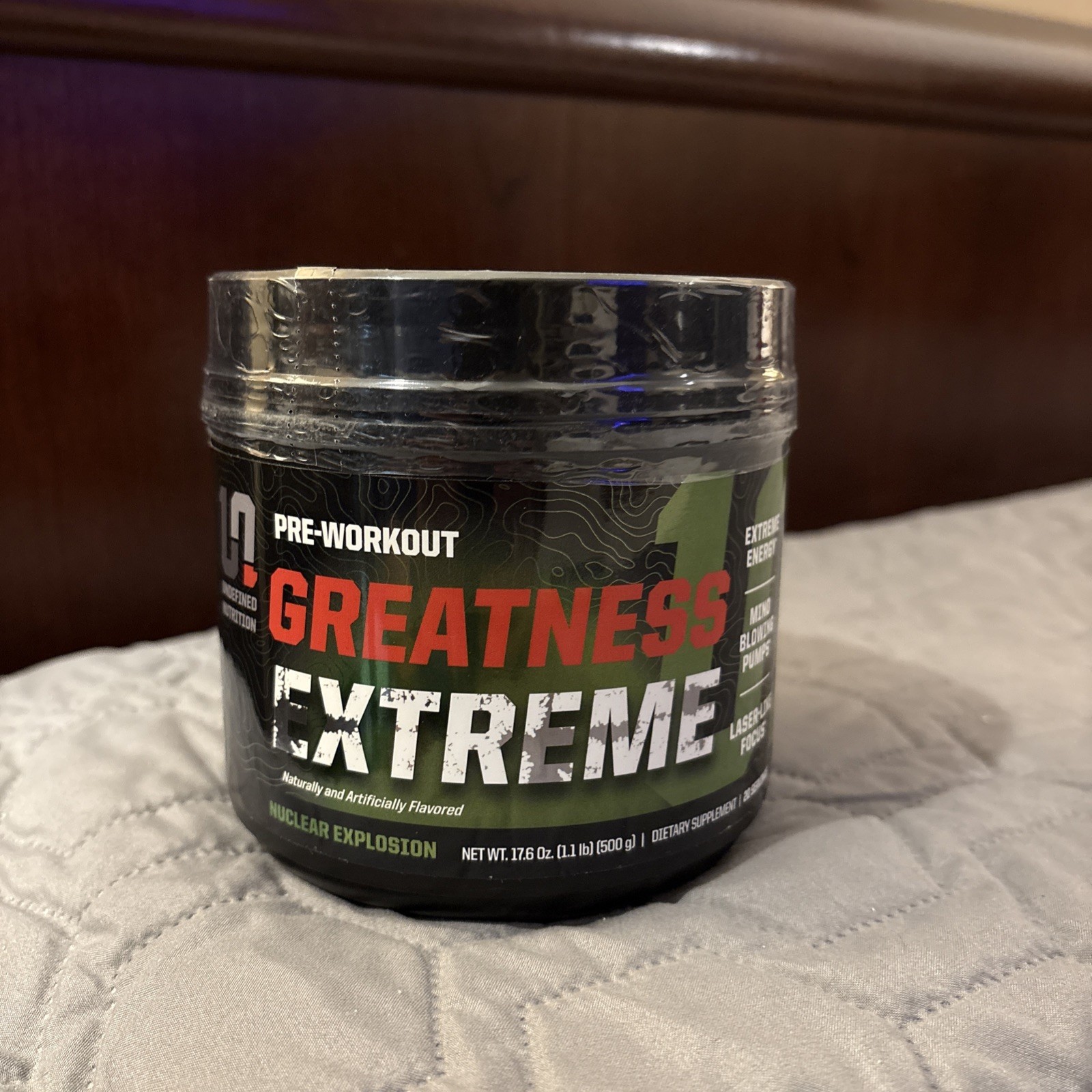 UNDEFINED NUTRITION PRE WORKOUT GREATNESS EXTREME Exp 11/27