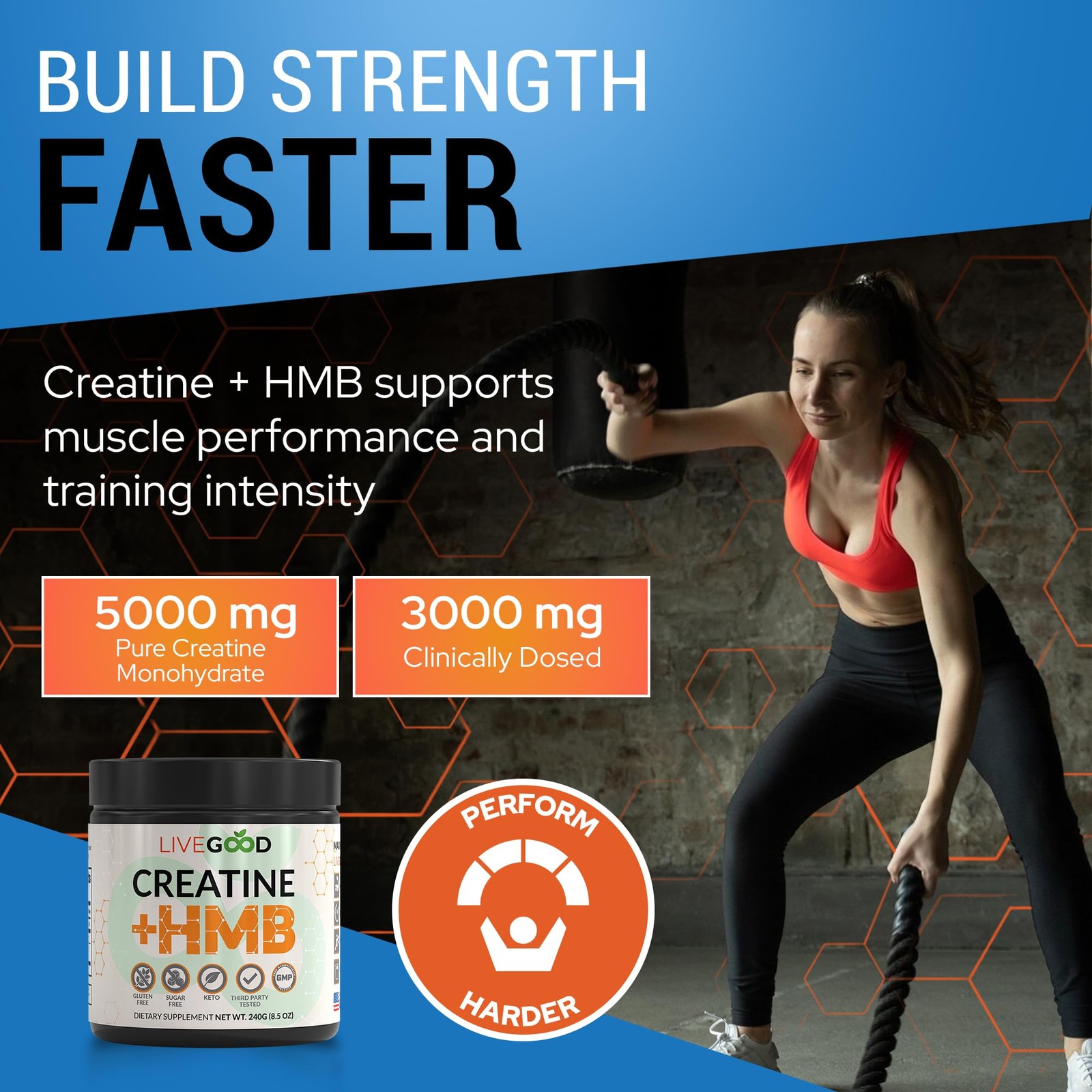 Creatine Monohydrate with HMB for Lean Muscle Growth & Recovery – HMB Creatin…