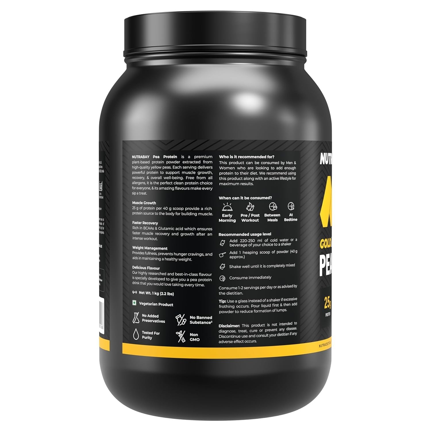 Plant Based Protein Powder 25g Protein ,4.6g BCAA | French Vanilla , 25 Servings