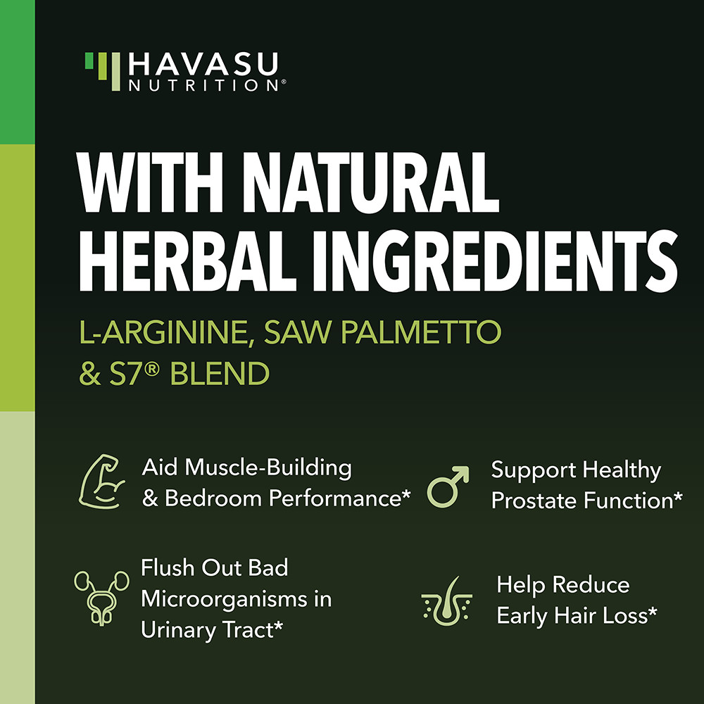 L Arginine Saw Palmetto for Men S7 Plant-Based Ingredient Blend for Nitric, 60ct