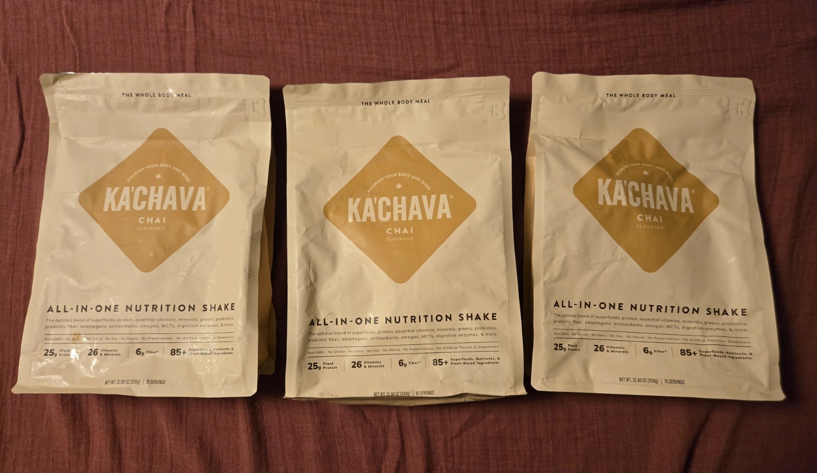 3x Ka’Chava Chai All-In-One Nutrition Protein Shake meal replacement 15 Servings
