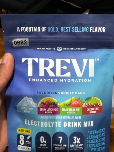 TREVI Enhanced Hydration Electrolyte Drink Mix Variety 8 Sticks Sugar Free New