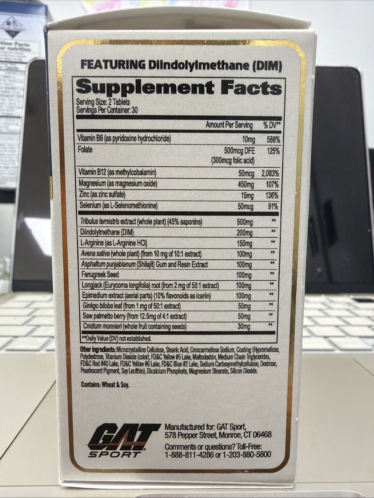 GAT SPORT Testrol Gold ES, Tribulus, DIM, Zinc, 60 Count (Pack of 1), Blue 08/28