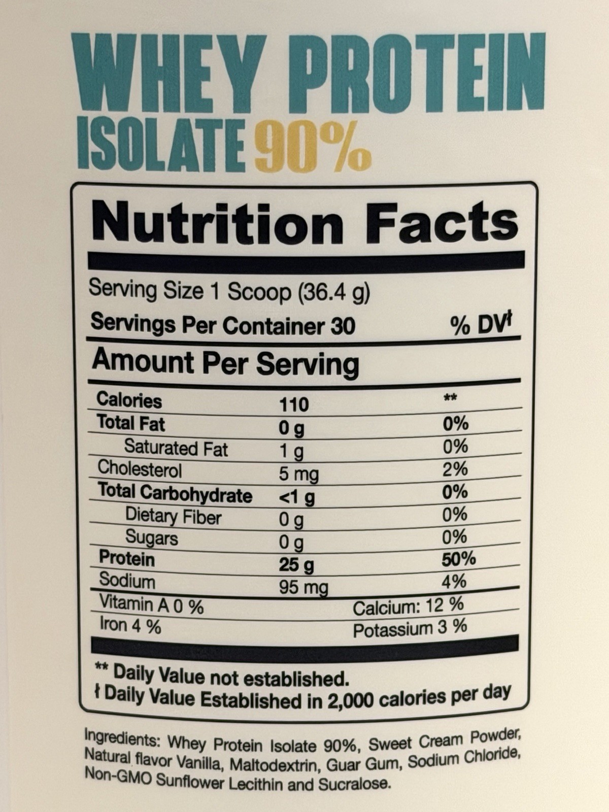 Xtravit Whey Protein Isolate Vanilla 30 Servings 25g Protein 38.8oz Exp 03/2028