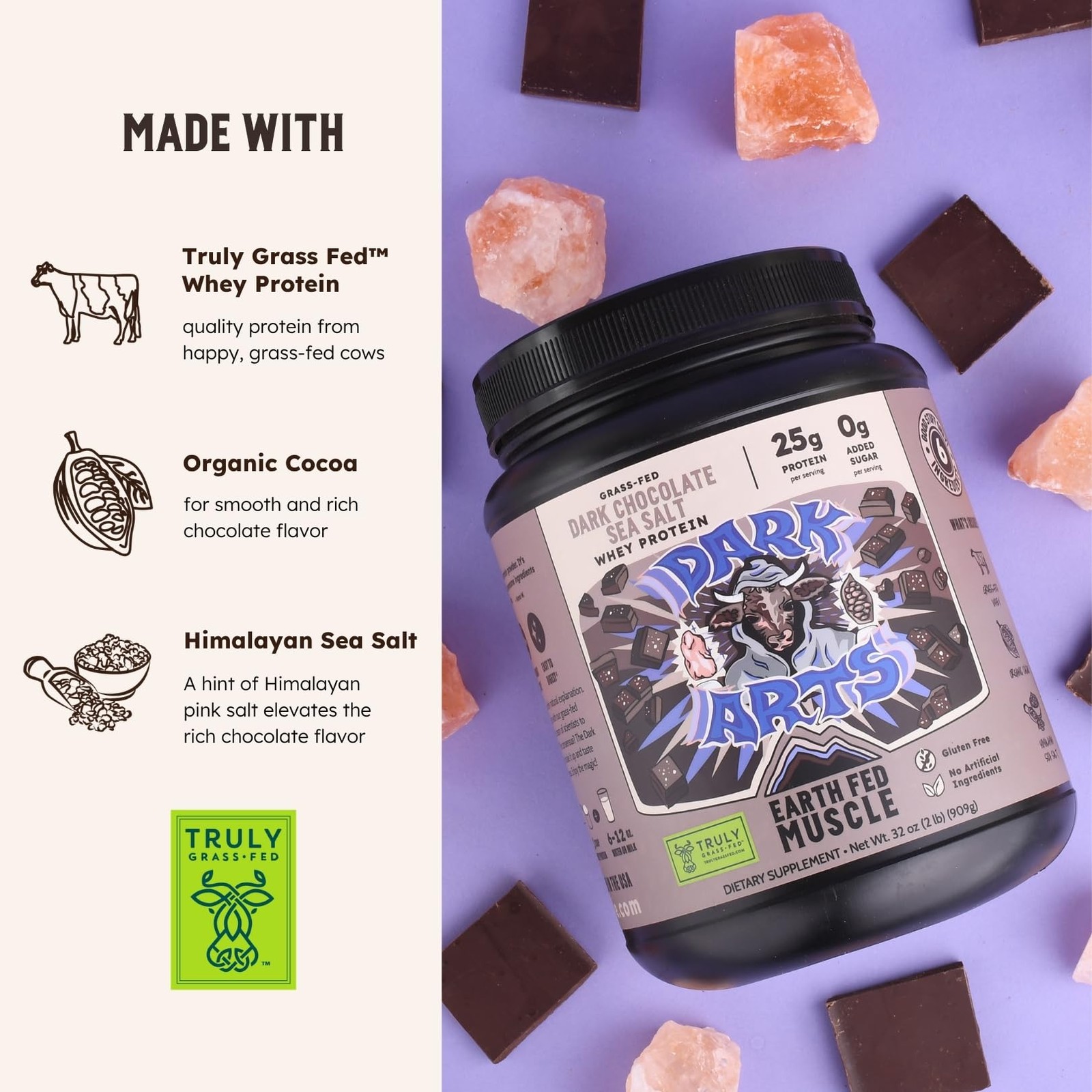 Earth Fed Muscle Dark Arts Irish Grass Fed Whey Protein Isolate, Third-Party …