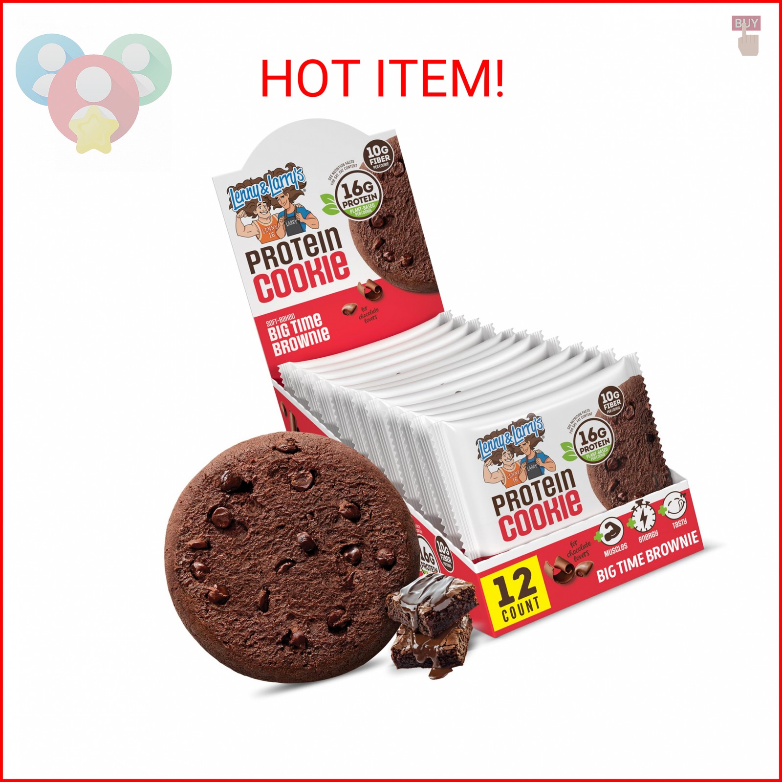 Lenny & Larry’s Protein Cookie, Big Time Brownie – High Protein Snacks with 16g