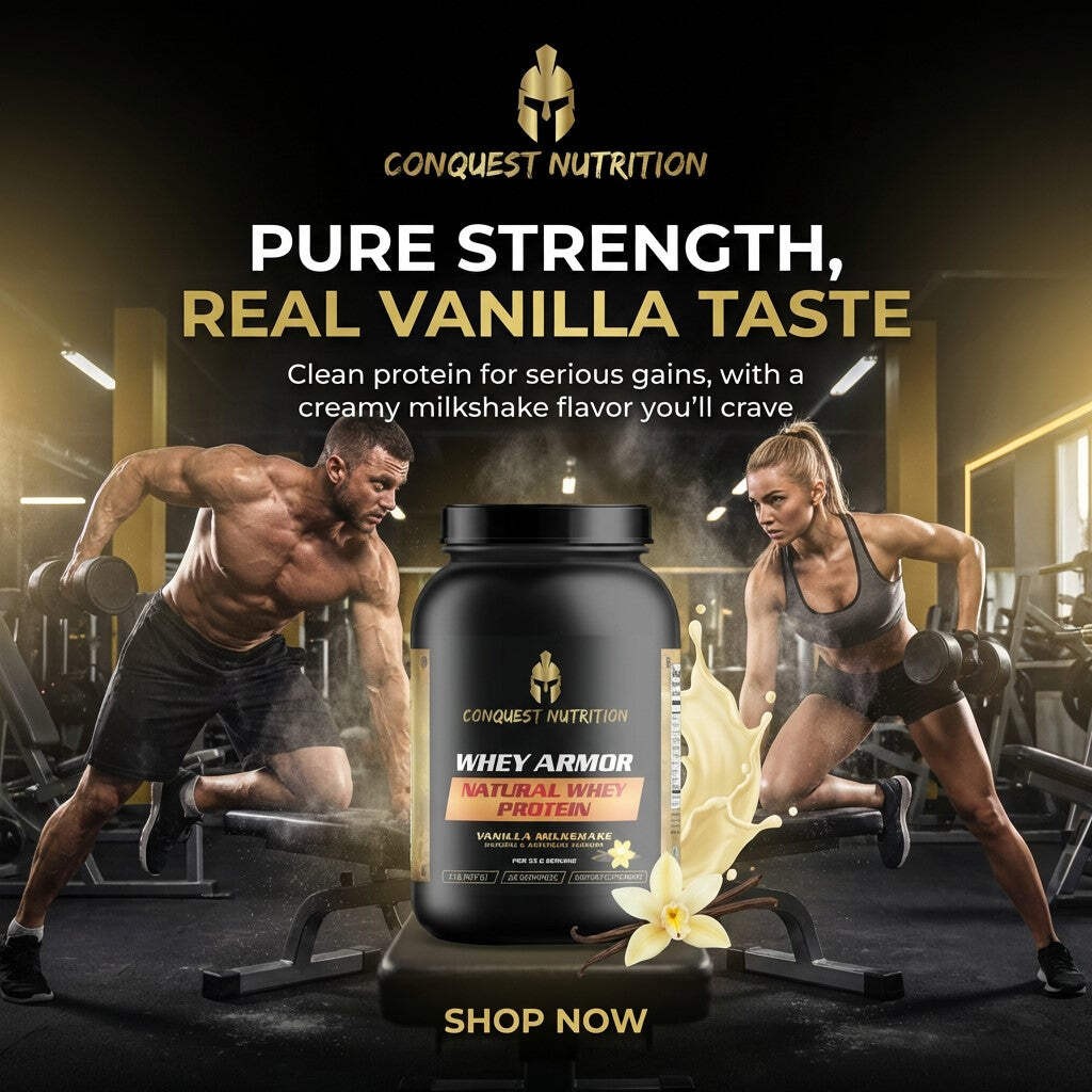 Conquest Whey Armour Natural Protein Vanilla Milkshake 2lb Stevia Protein Powder