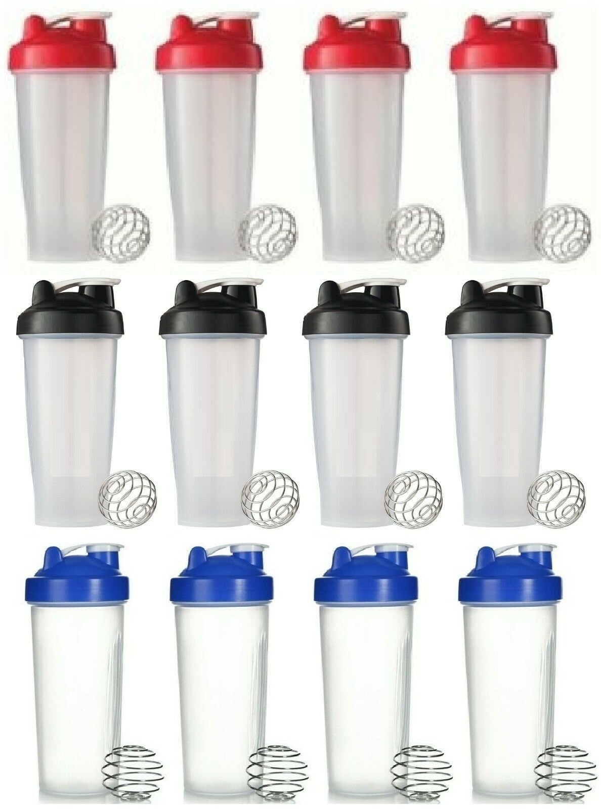 Shaker Bottle 24oz (Americas Blender) Mixer,”Variety Pack Blue Red Black”12 Pack