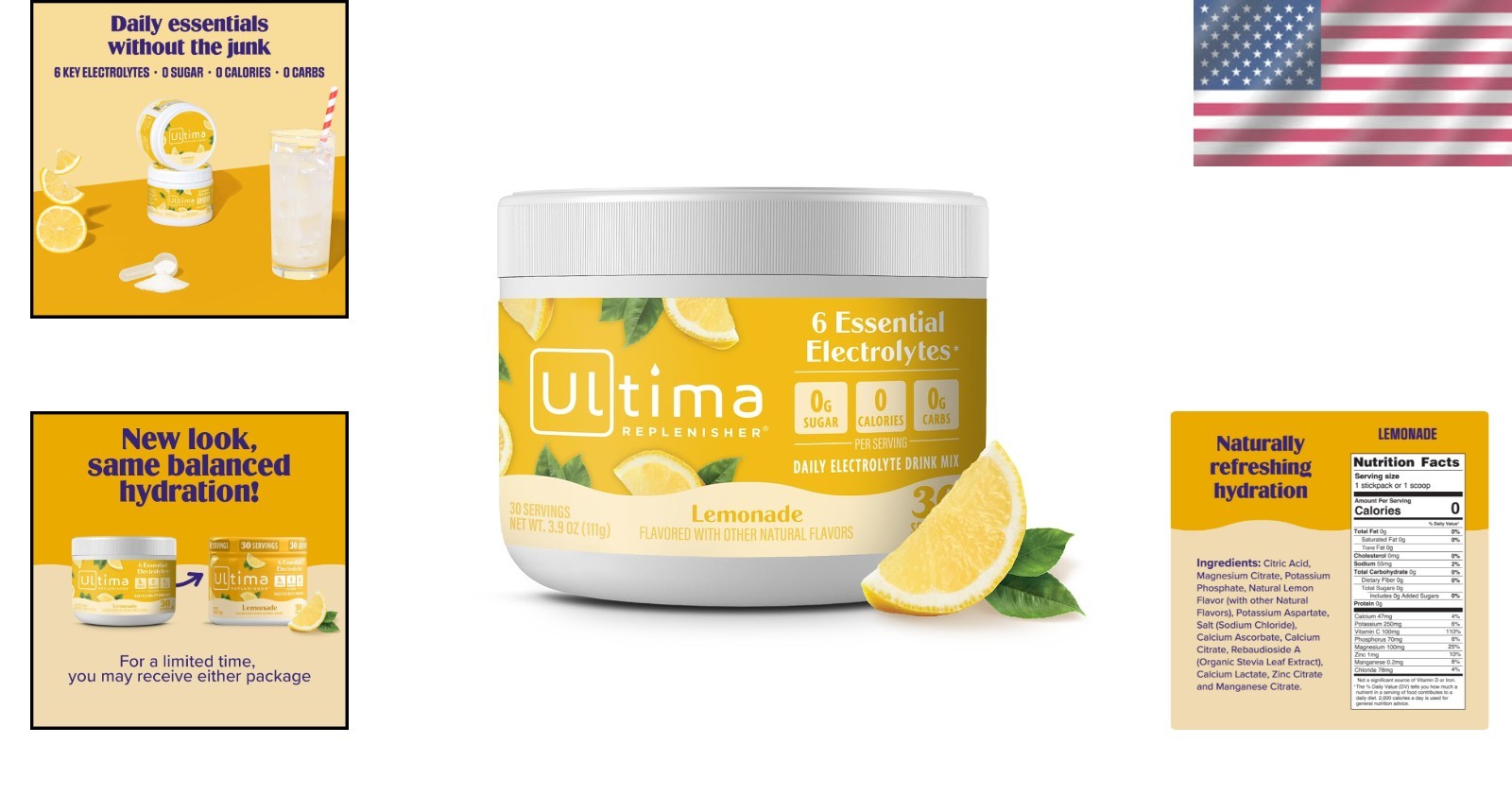 Plant-Based Lemonade Electrolytes – 30 Servings of Sugar-Free Hydration Powder