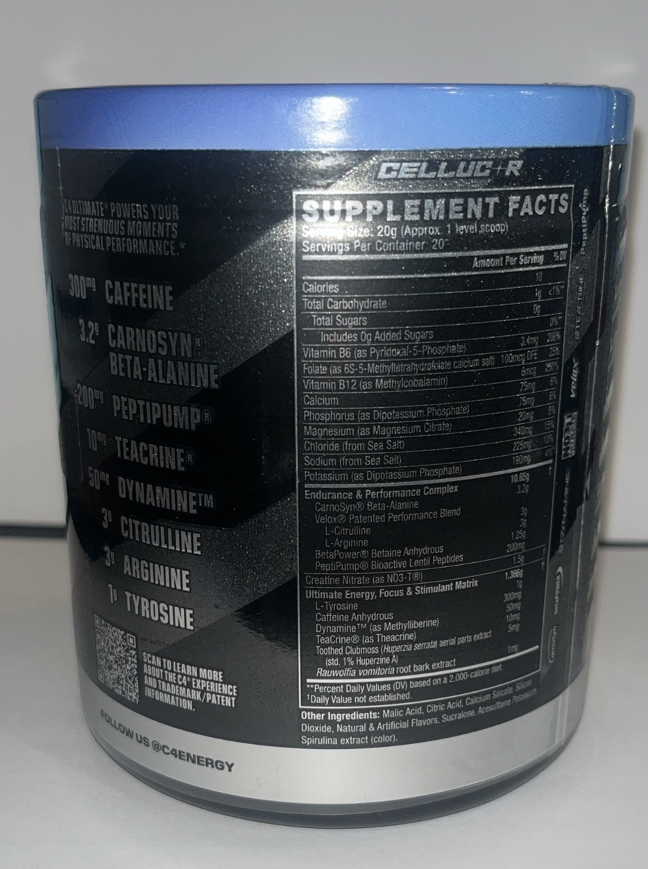 C4 Ultimate, Pre-Workout, Icy Blue Razz, 14.1 oz (400 g)